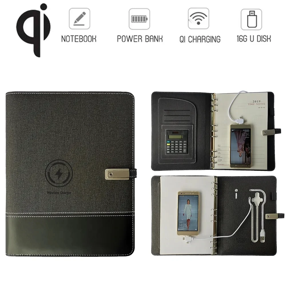 Diary Notebook w/ Wireless Charger & Power Bank & Calculator 1