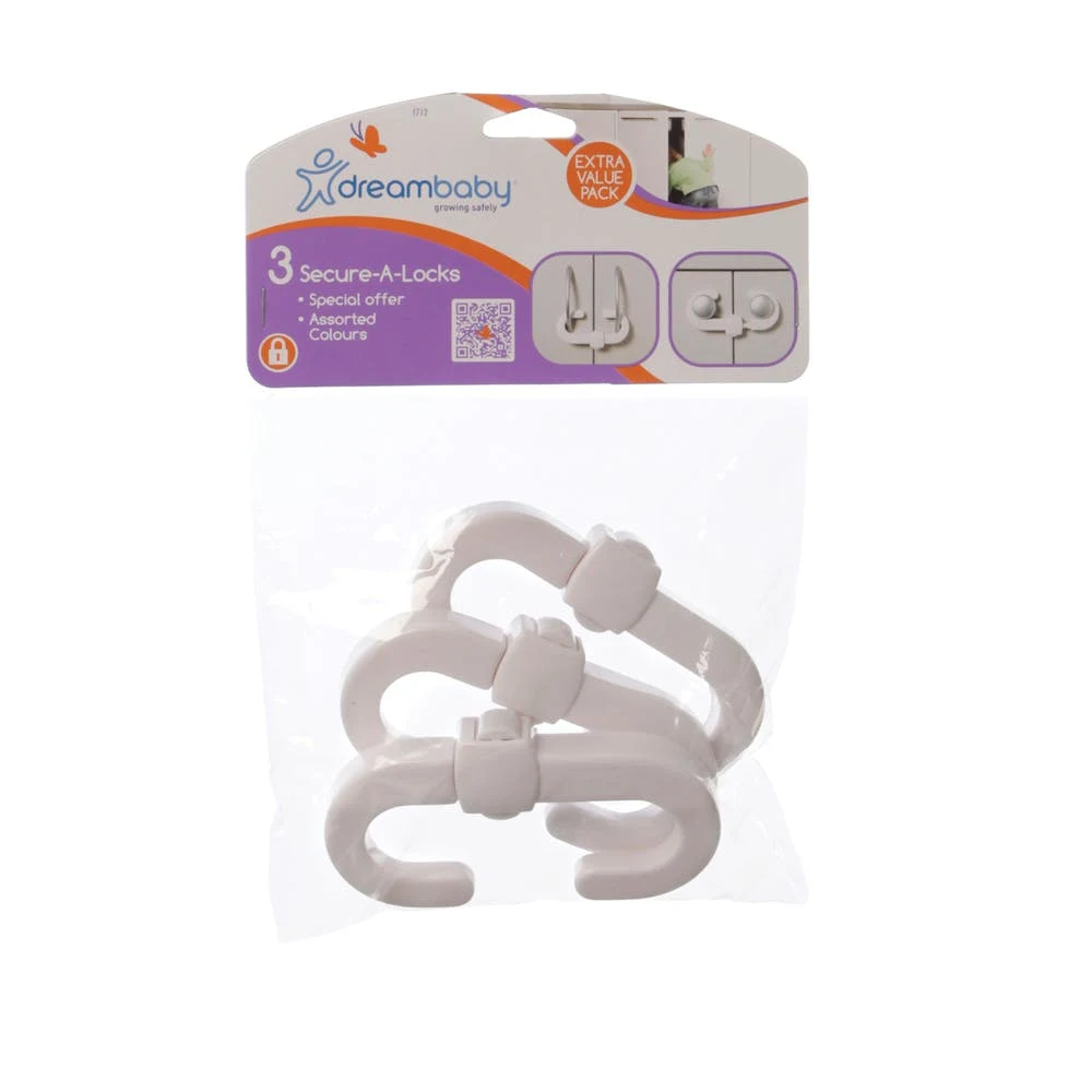 Secure Locks for Cabinets - White 3 Pack 1