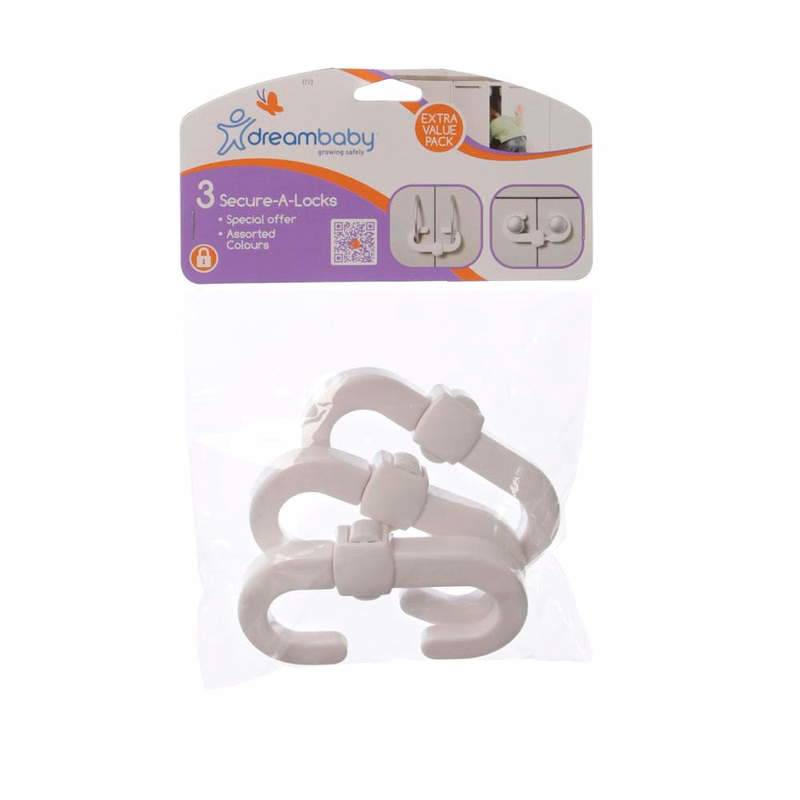 Secure Locks for Cabinets - White 3 Pack