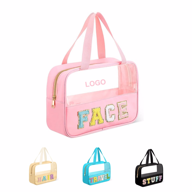 Chenille Letter Cosmetic Bag with Handle (direct import)