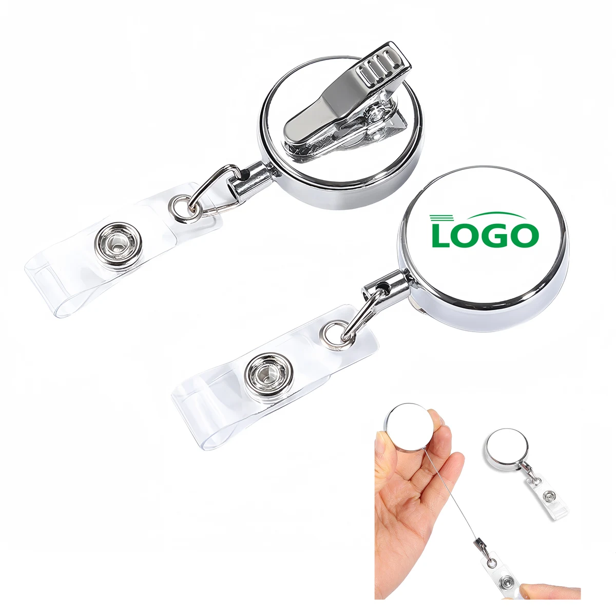 Metal Retractable Badge Holder with Clip for IDs & Keys 1
