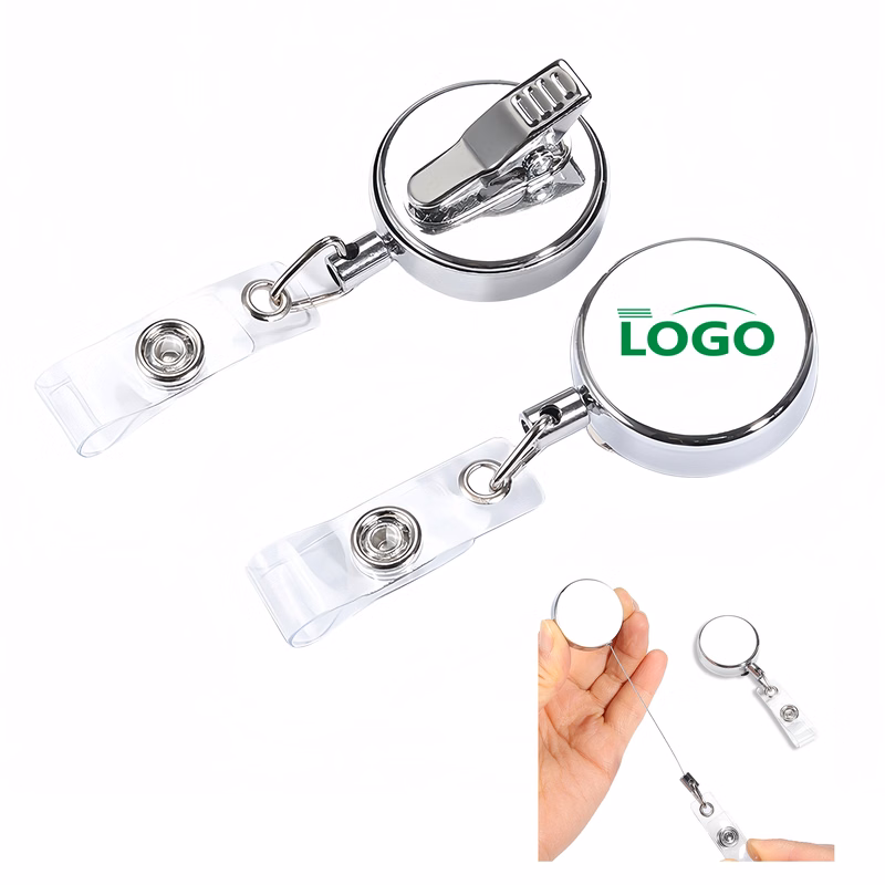 Metal Retractable Badge Holder with Clip for IDs & Keys