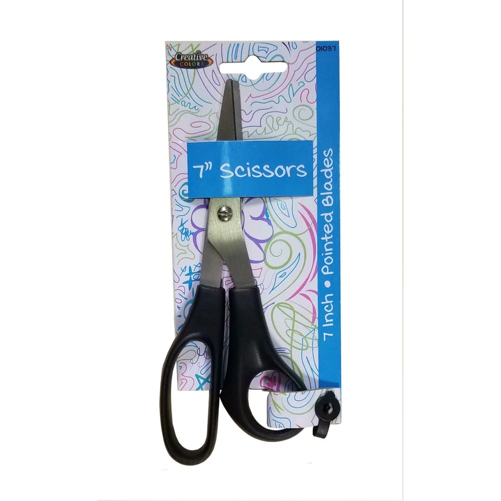 Pointed Tip Scissors - Black 7" 1