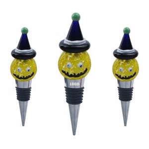 Spooky Halloween Green Pumpkin Wine Stopper Cork