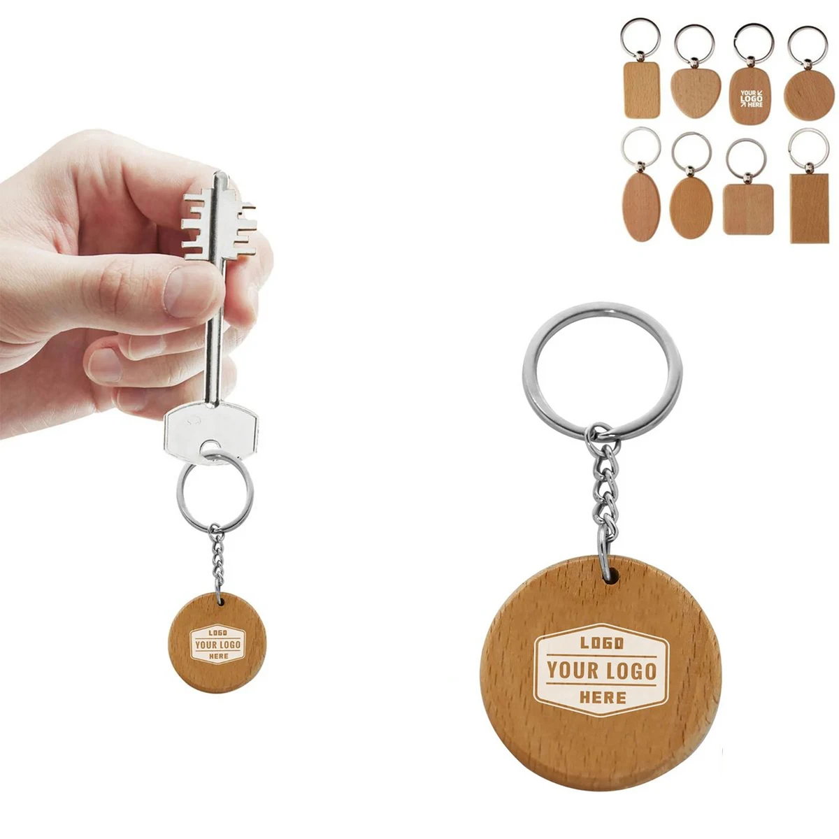 Wood Grain Circular Key Fob 1