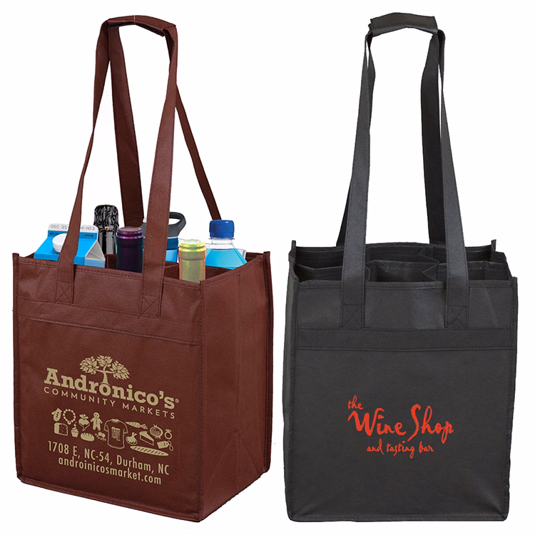 10"W x 11"H x 7"Gusset - "THE SONOMA" 6 Bottle Wine Tote Bag