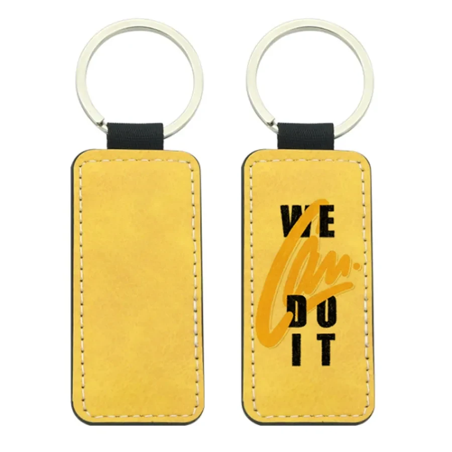 Full-Color Rectangle Leather Keychain 1