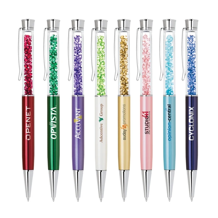 Elegant brass pen with matching crystals and barrel colors 1