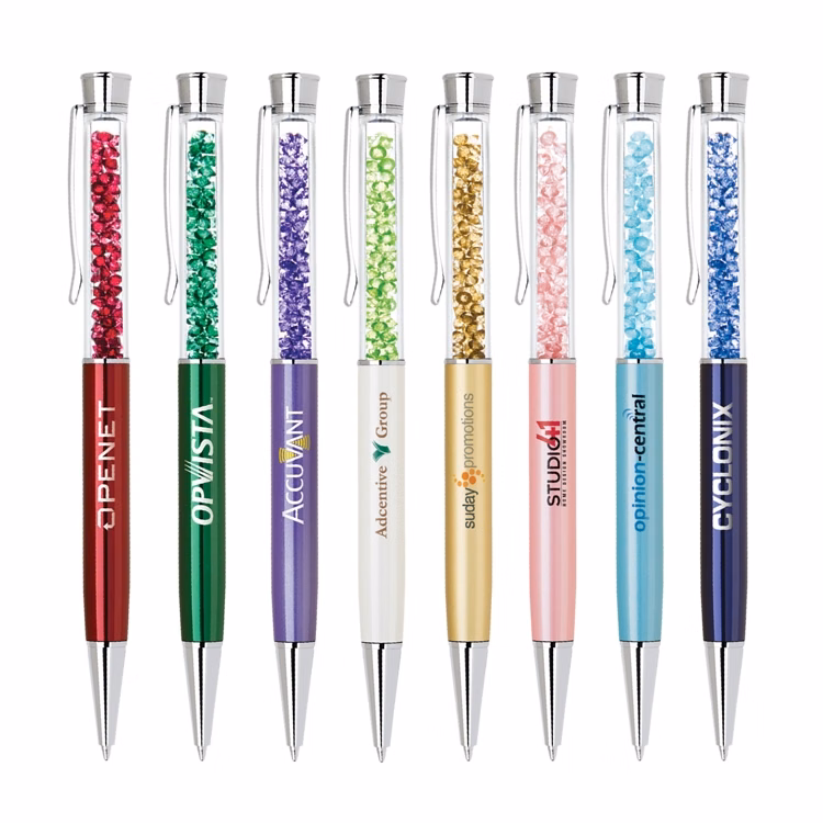 Elegant brass pen with matching crystals and barrel colors