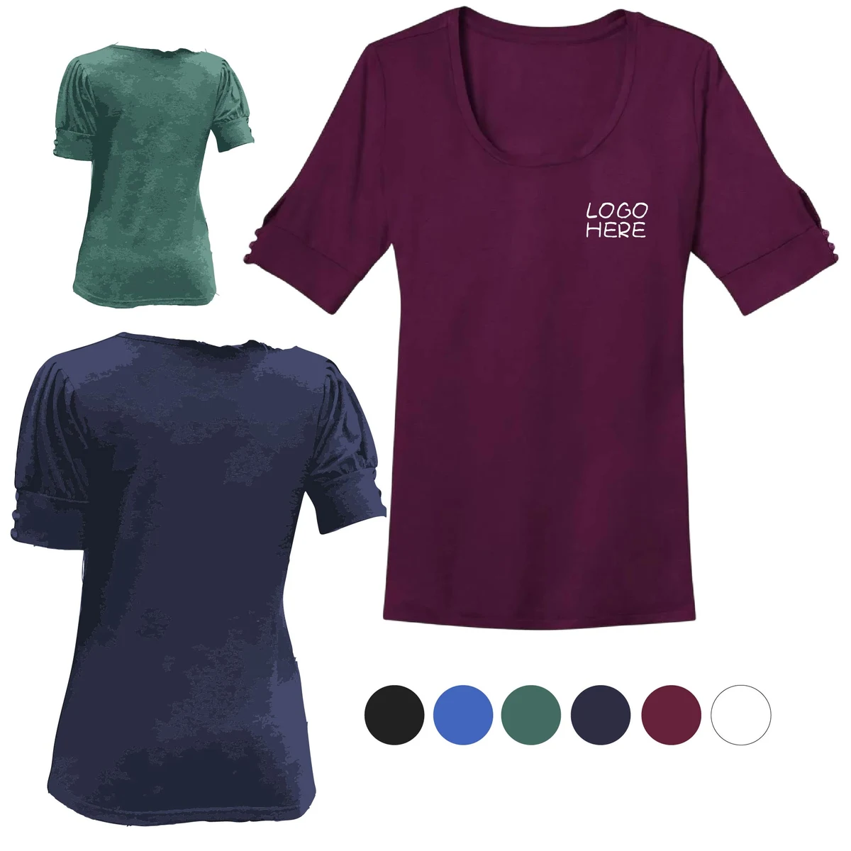 Ladies Poly Scoop Neck Tee 1