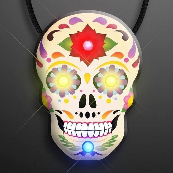 Light Up Day of the Dead Sugar Skull Necklace 1