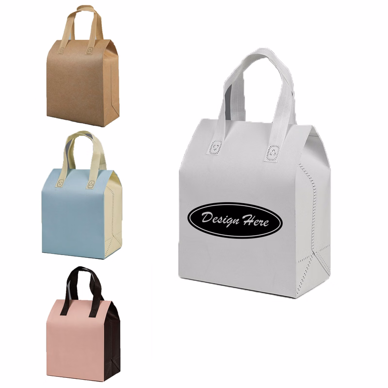 Eco-Friendly Kraft Paper Insulated Takeaway Cooler Bag