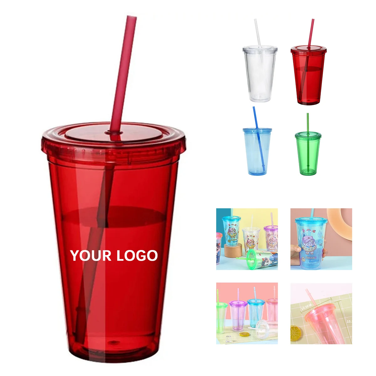 16 Ounce Double Wall Insulated Tumbler With Straw 1