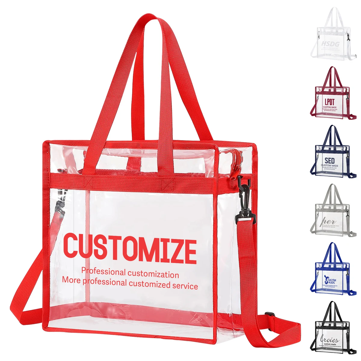 Square Clear PVC Zipper Shopping Tote Bag 1