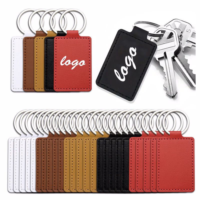 MOQ10 Leather Metal Plate Keychain