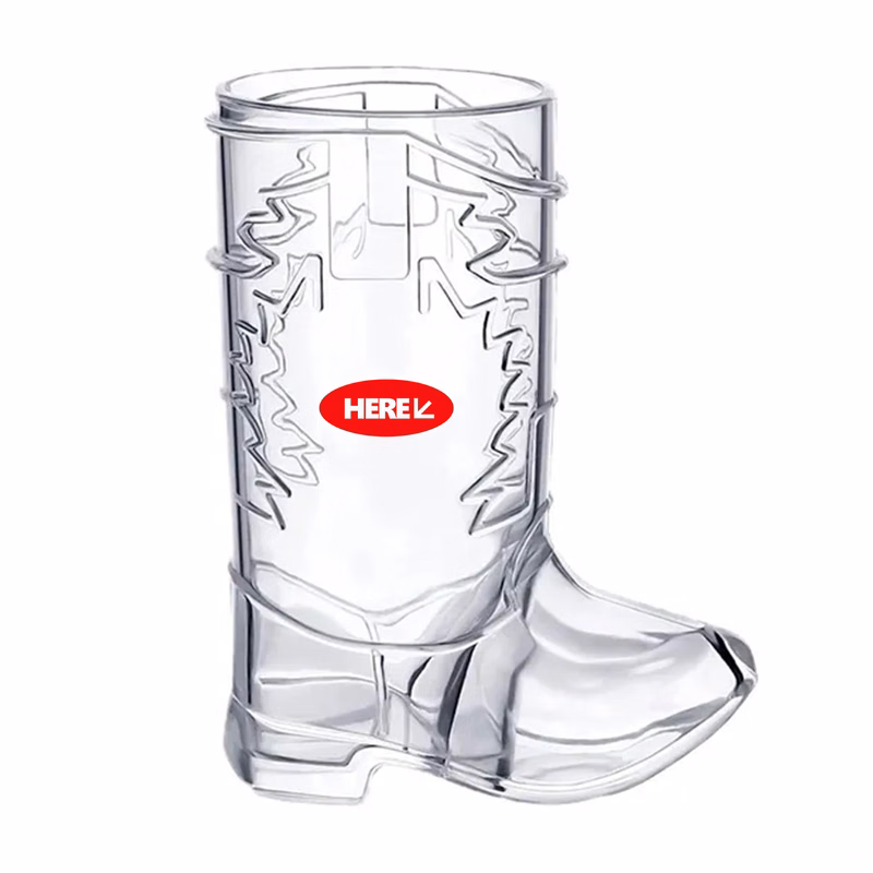 17 OZ Clear Plastic Cowboy Boot Mug