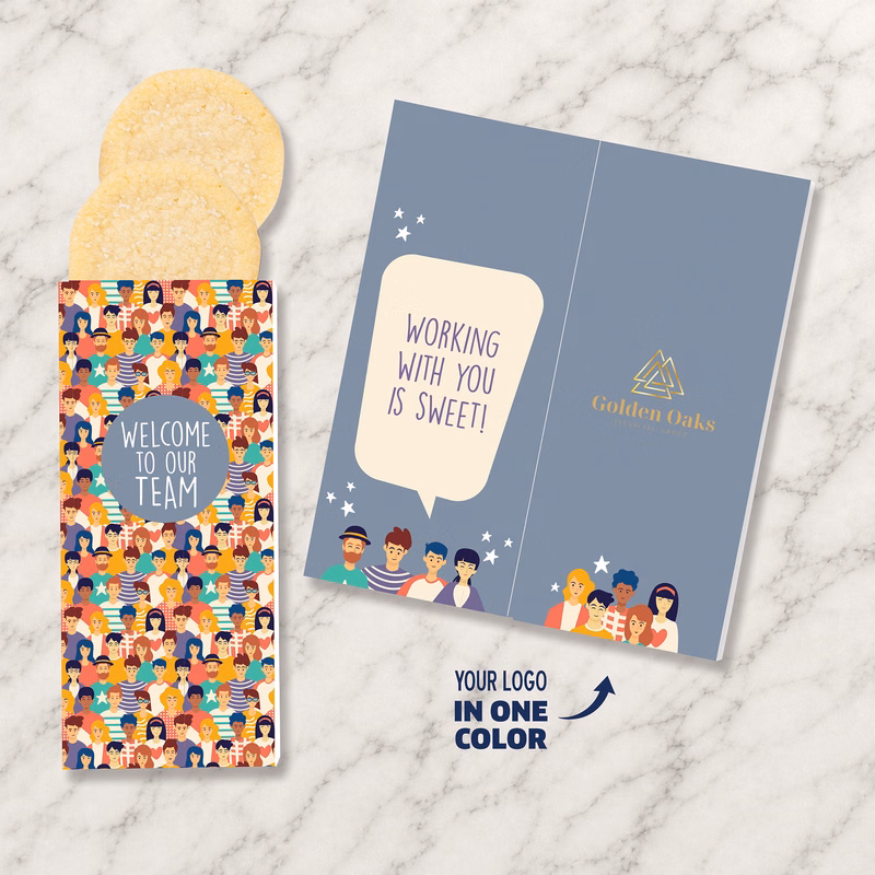 One Color Foil-Stamped Stock Welcome Sweeter Cards with Sugar Cookies