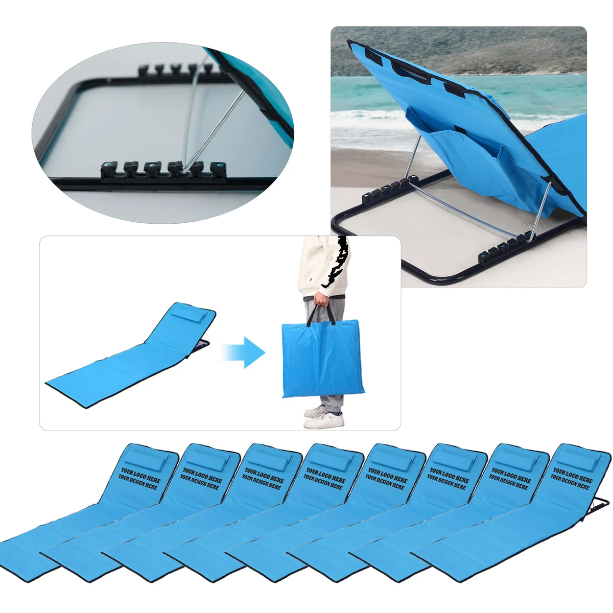 MOQ100 Portable Sunbathing Beach Chair 1