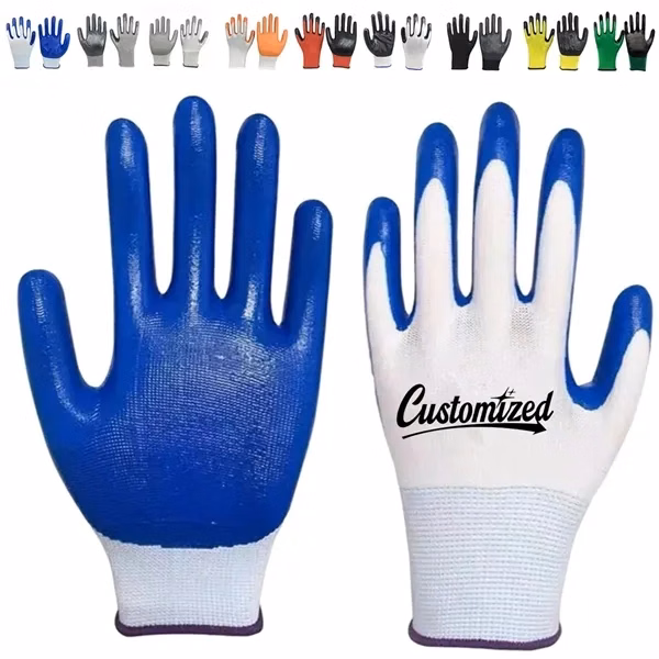 Custom Nitrile Coated Cotton Work Gloves — Construction Safety Hand Protection
