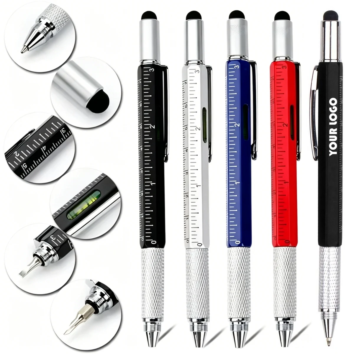 6-in-1 Multi-functional Pen, custom pen with logo imprint 1