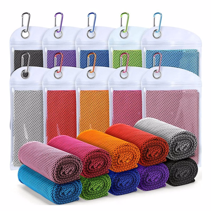 Cooling Ice Sports Towel with Hook Storage Pouch