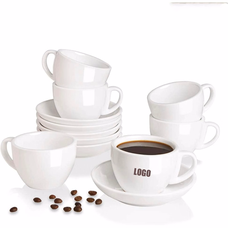 6oz ceramics coffee cups and saucers set