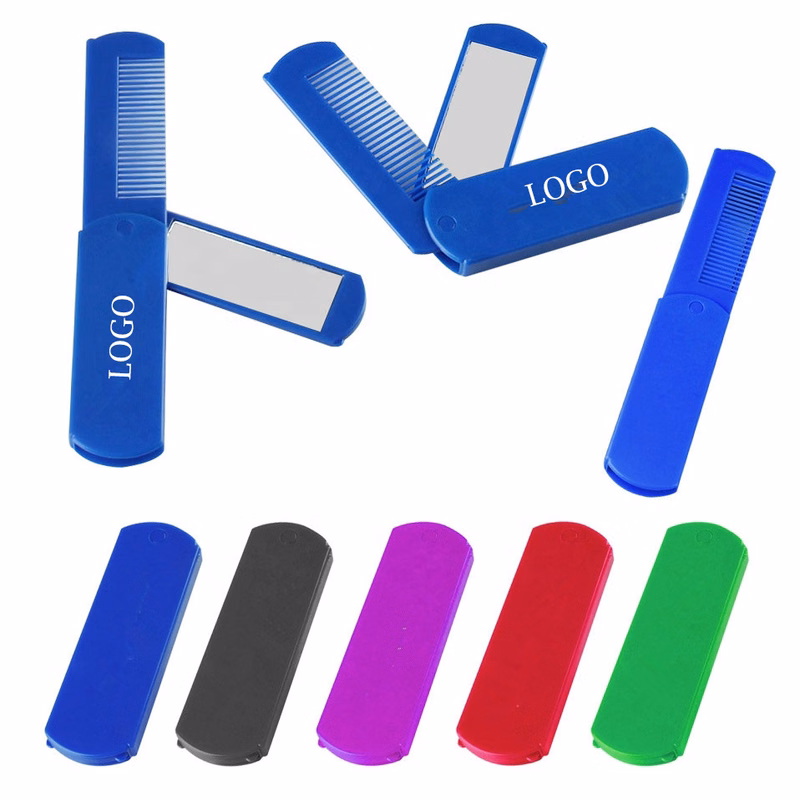 Plastic Foldable Hair Comb with Mirror