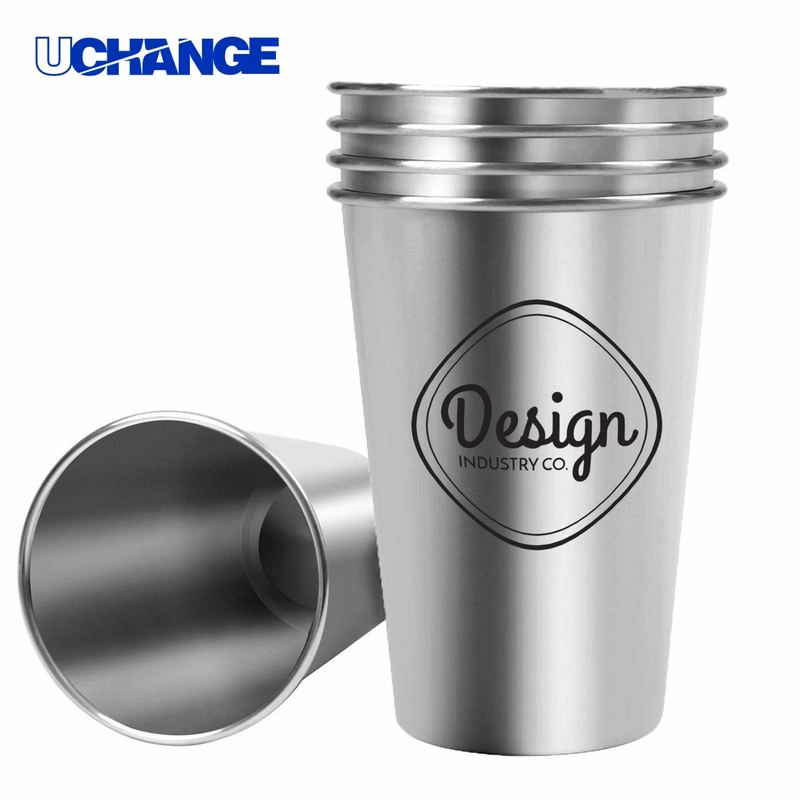 Pint Stainless Steel Cup Container Rolled Lip