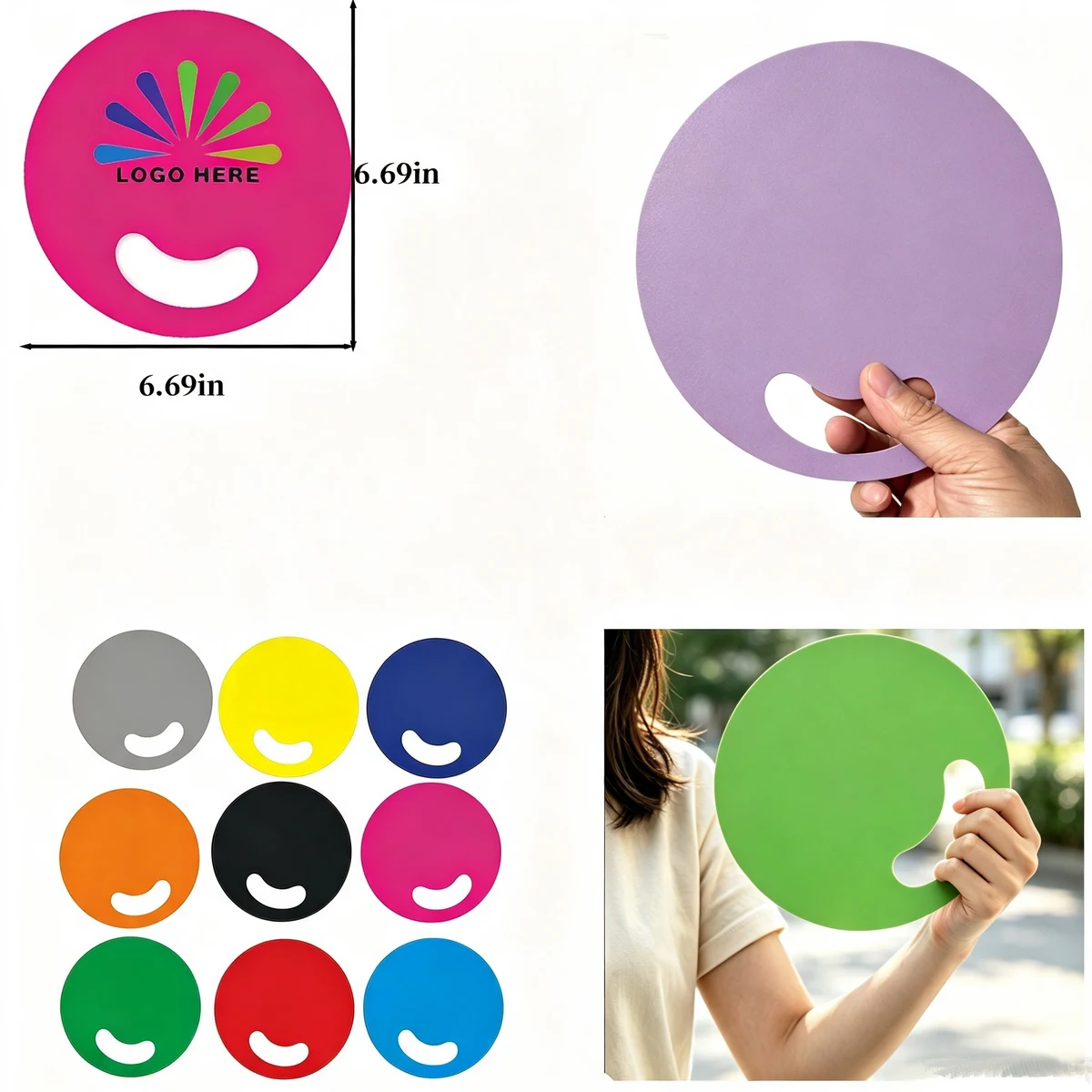 Custom Printed Round Advertising Hand Fan 1