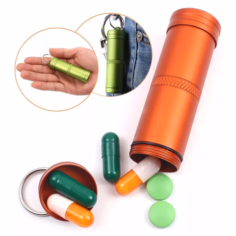 Aluminum Pill Box W/Keychain
