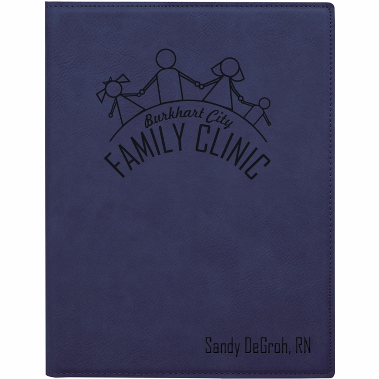 Blue Faux Leather Mini Portfolio