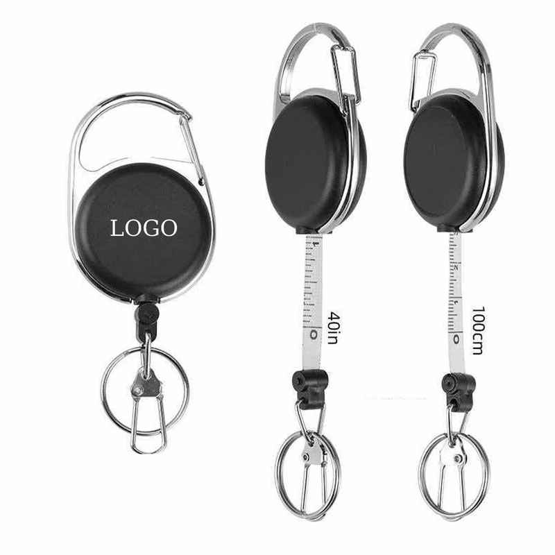 Belt Clip Retractable Keychain with 100cm Tape Measure