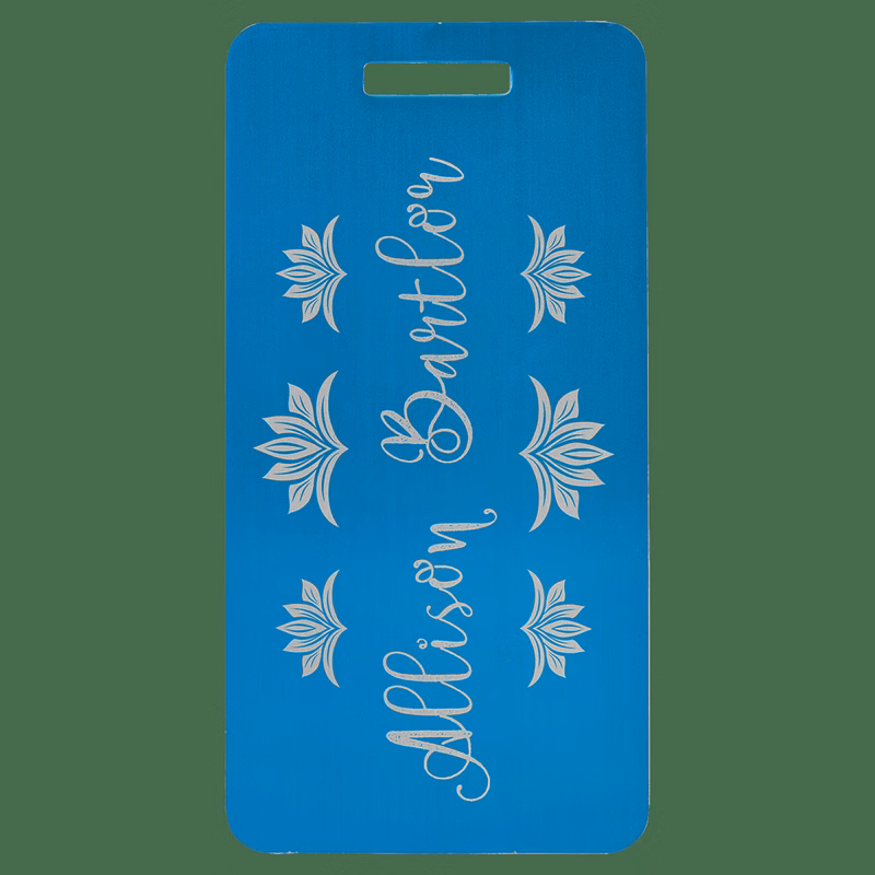 3 7/8" x 2" Blue Anodized Aluminum Luggage Tag