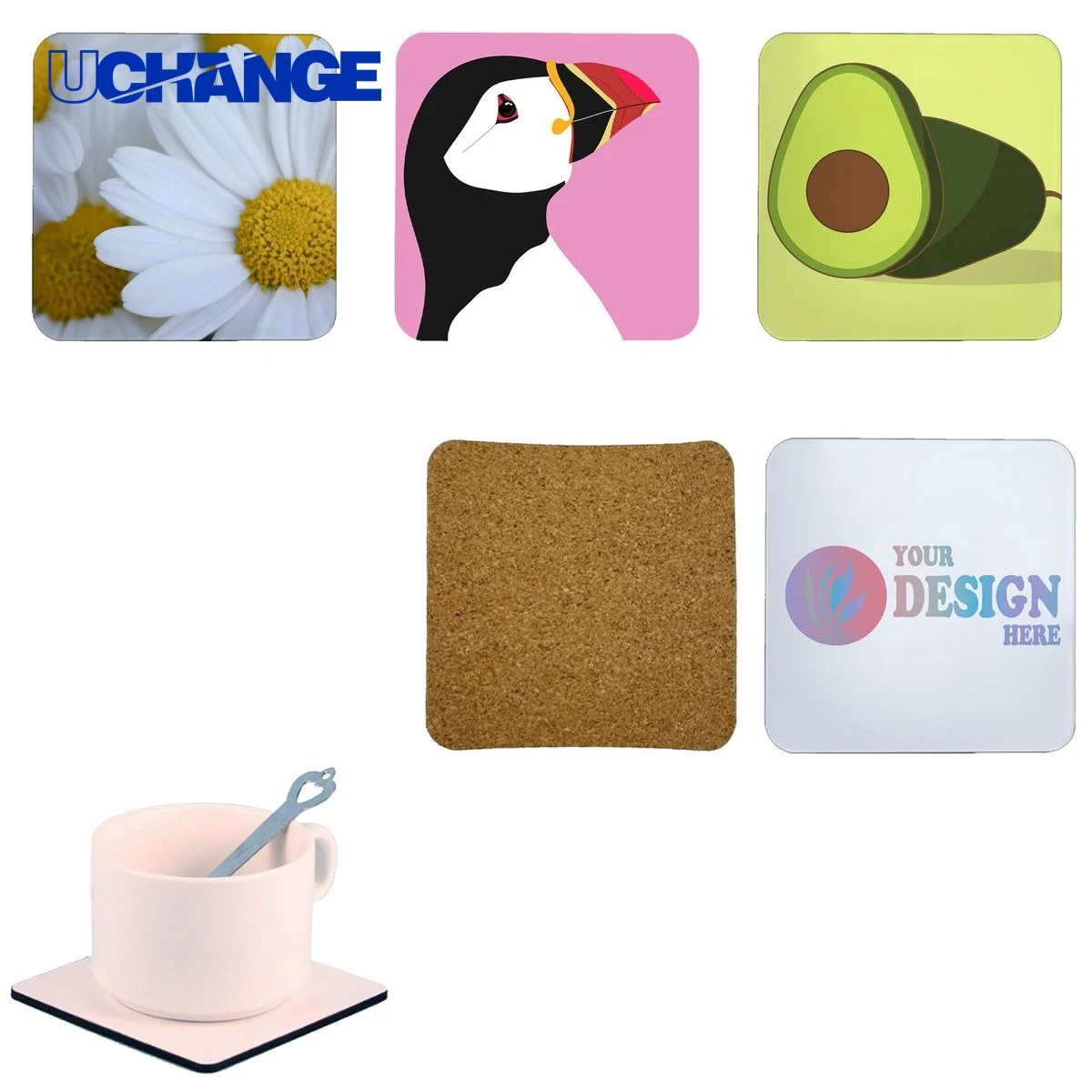Full Color Printed Square Cup Coaster Mat 1
