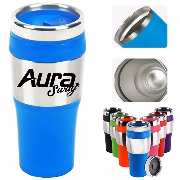 Custom 16 oz Stainless Steel Travel Mug with Spill-Proof Lid — Insulated Coffee Tumbler