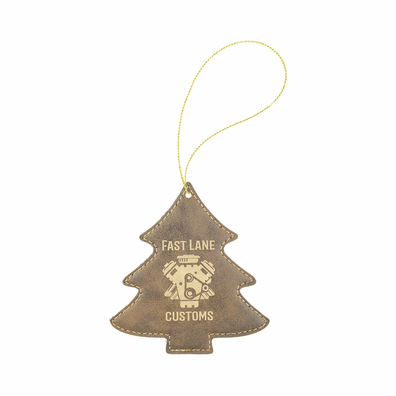 Rustic/Gold Leatherette Tree Ornament
