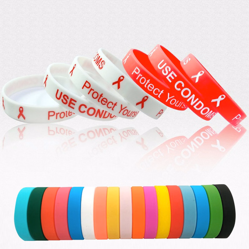 Color Filled Silicone Debossed Bracelets