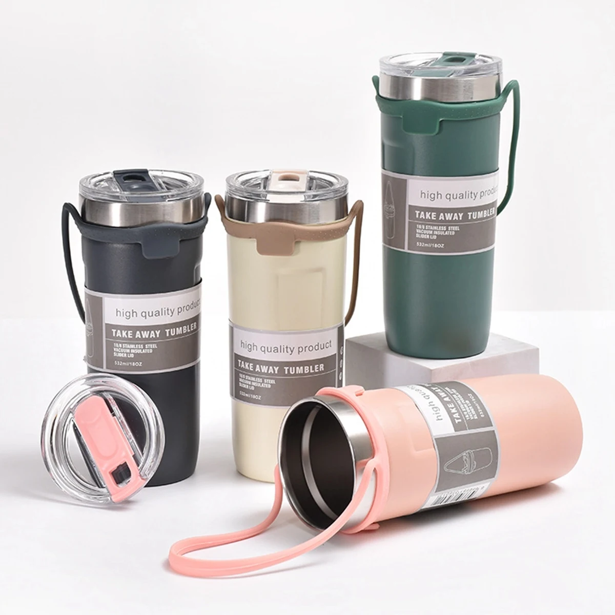 24 Oz. Vacuum Insulated Coffee Tumbler with Silicone Strap 1