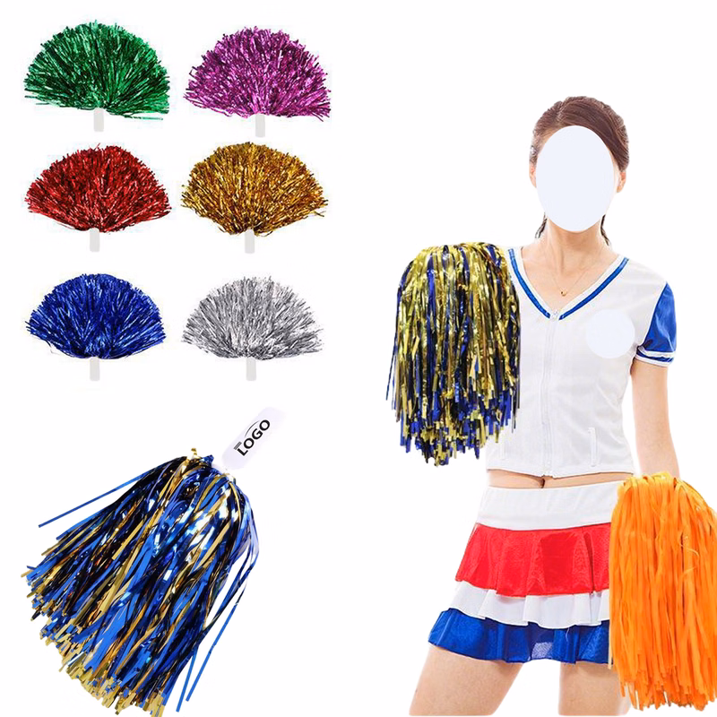 Solid Color Cheerleading Pom Poms Flat Handle