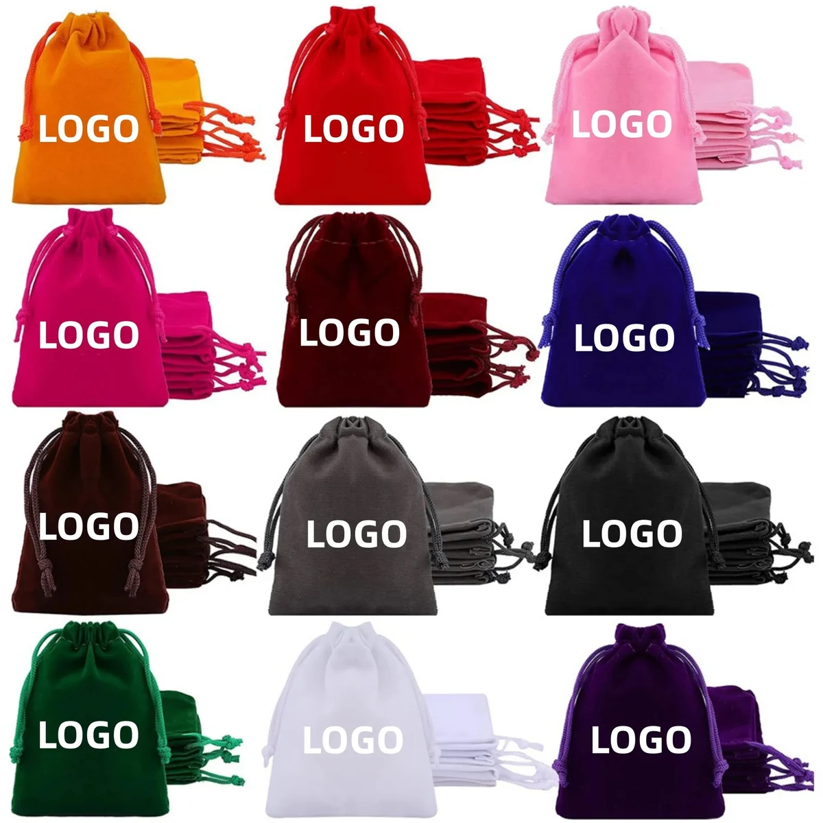 Full Color Mini Soft Velvet Drawstring Bags 1