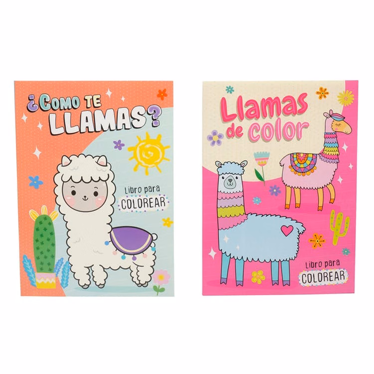 Spanish Llama Coloring Books - 2 Volumes 80 Pages