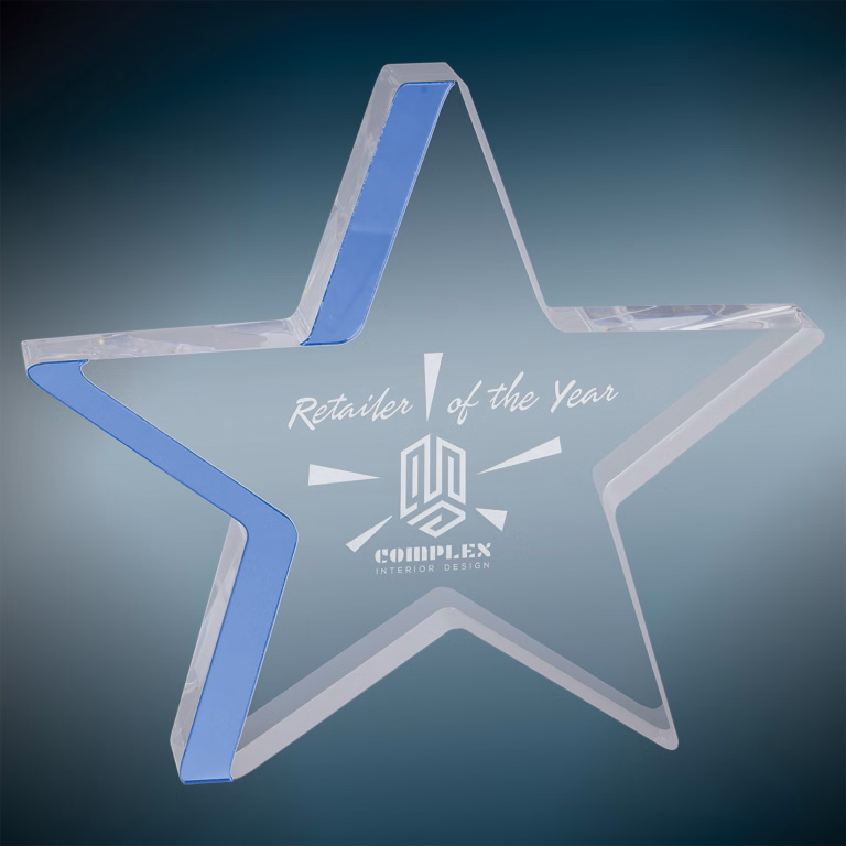 7.75" x 7" Blue Star Acrylic Award