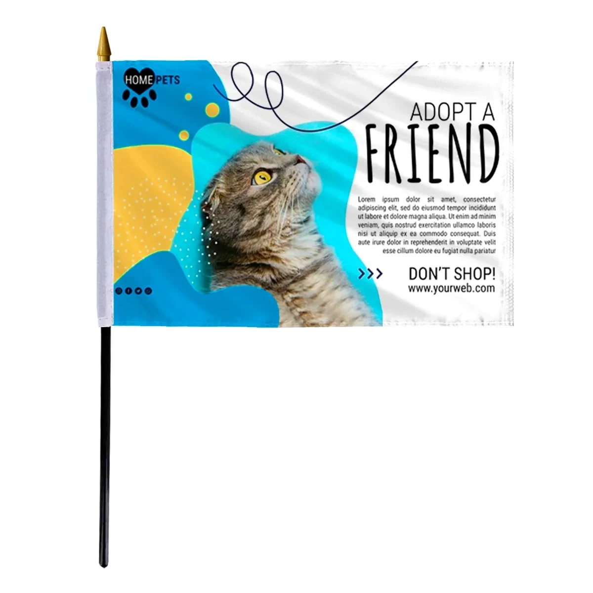 6" x 9" Custom Stick Flag - Screen Sublimation 1
