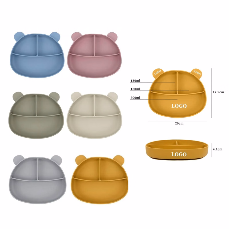 Silicone 3-Compartment Baby Plate With Suction