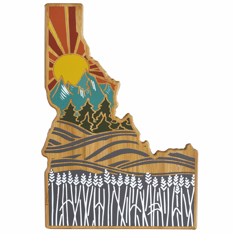 Idaho State Shaped Cutting and Serving Board with Artwork by Summer Stokes