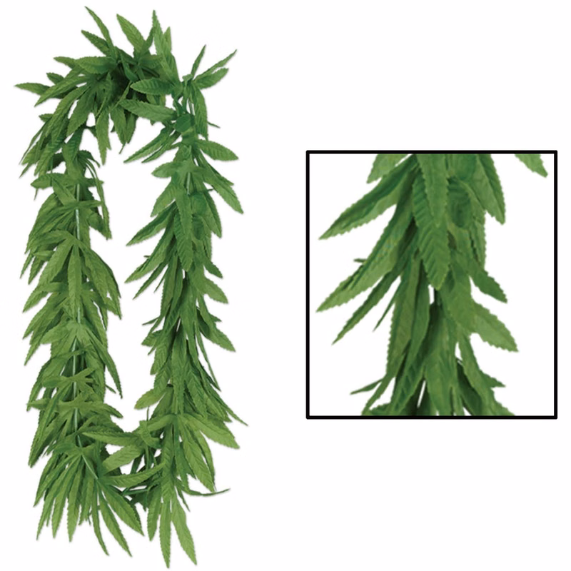 Tropical Fern Leaf Leis - Green 40"