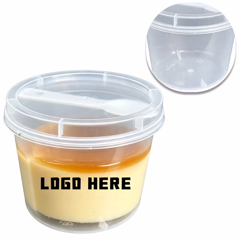 7oz Disposable Pudding Cup With Attached Spoon