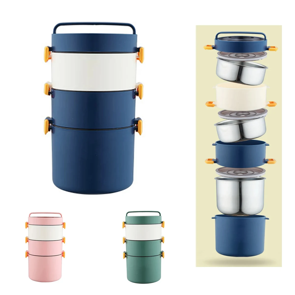 Circular Stainless Steel Insulated three Layer Lunch Box 1