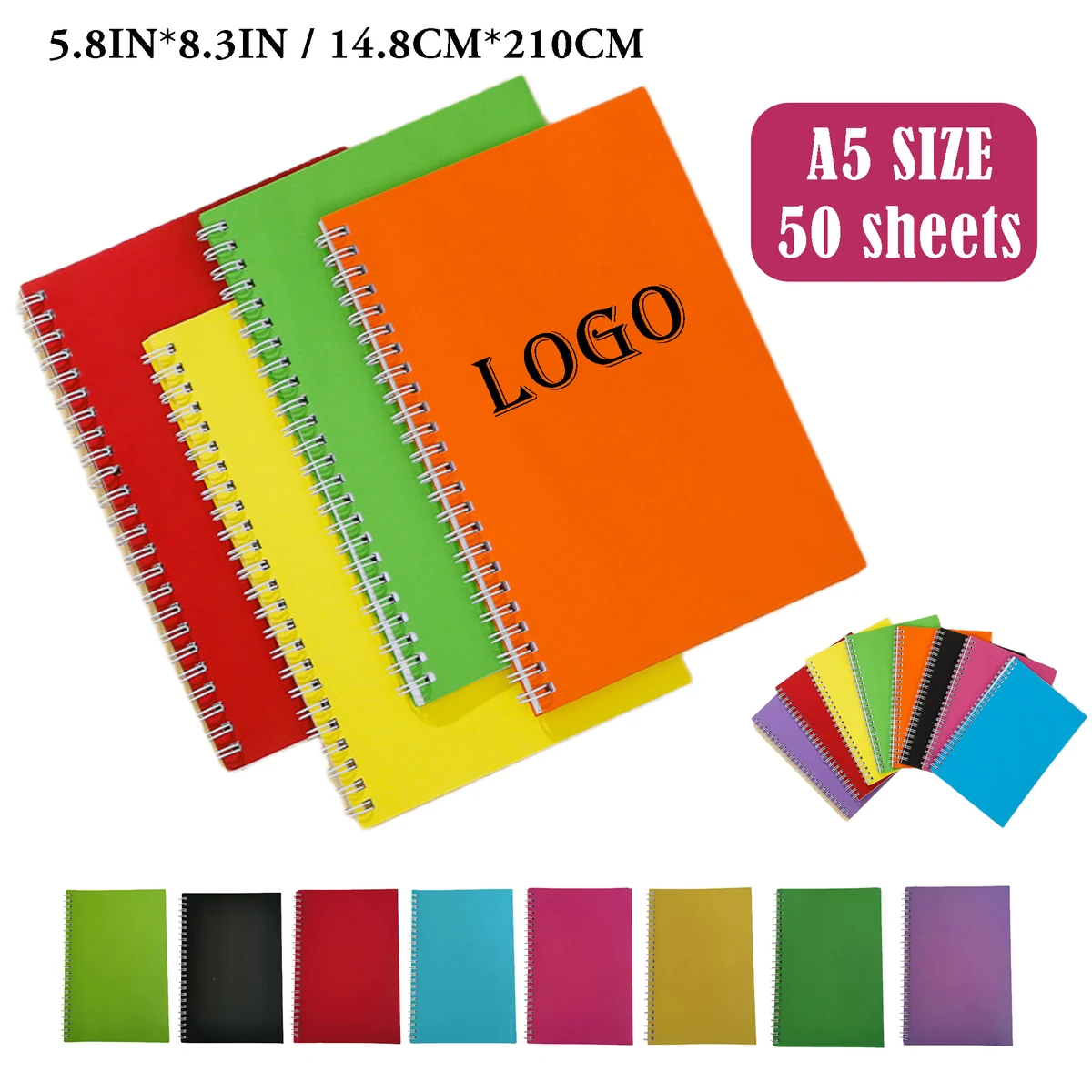 A5 50 Sheets Colored Spiral Notebooks MOQ50PCS 1