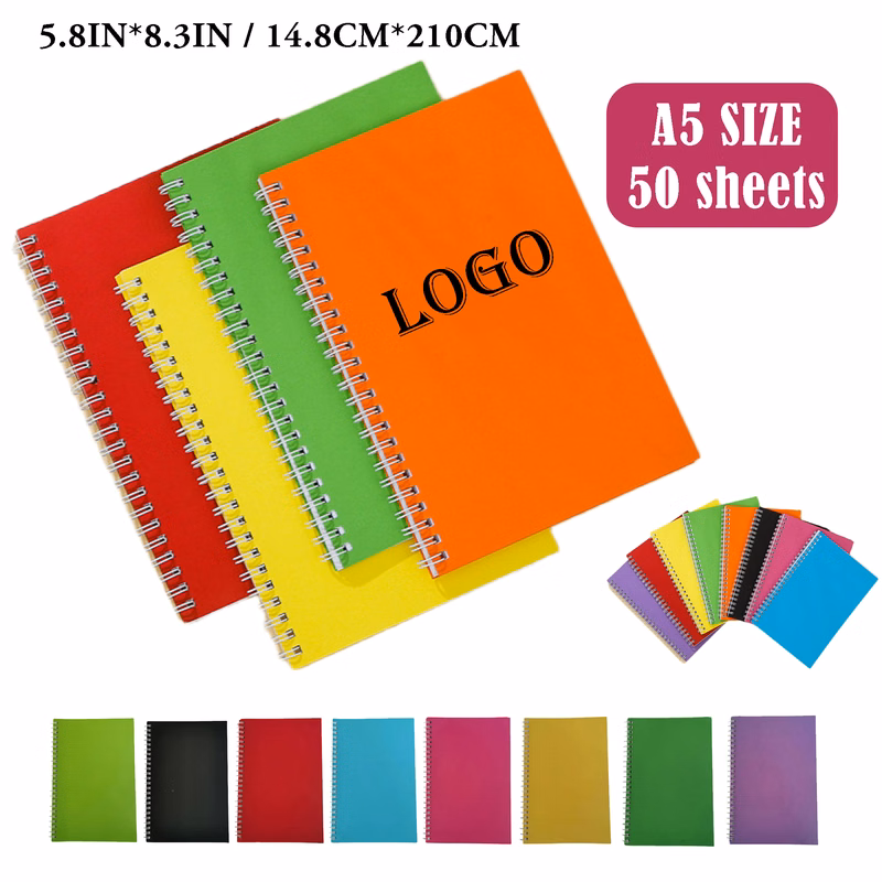 A5 50 Sheets Colored Spiral Notebooks MOQ50PCS